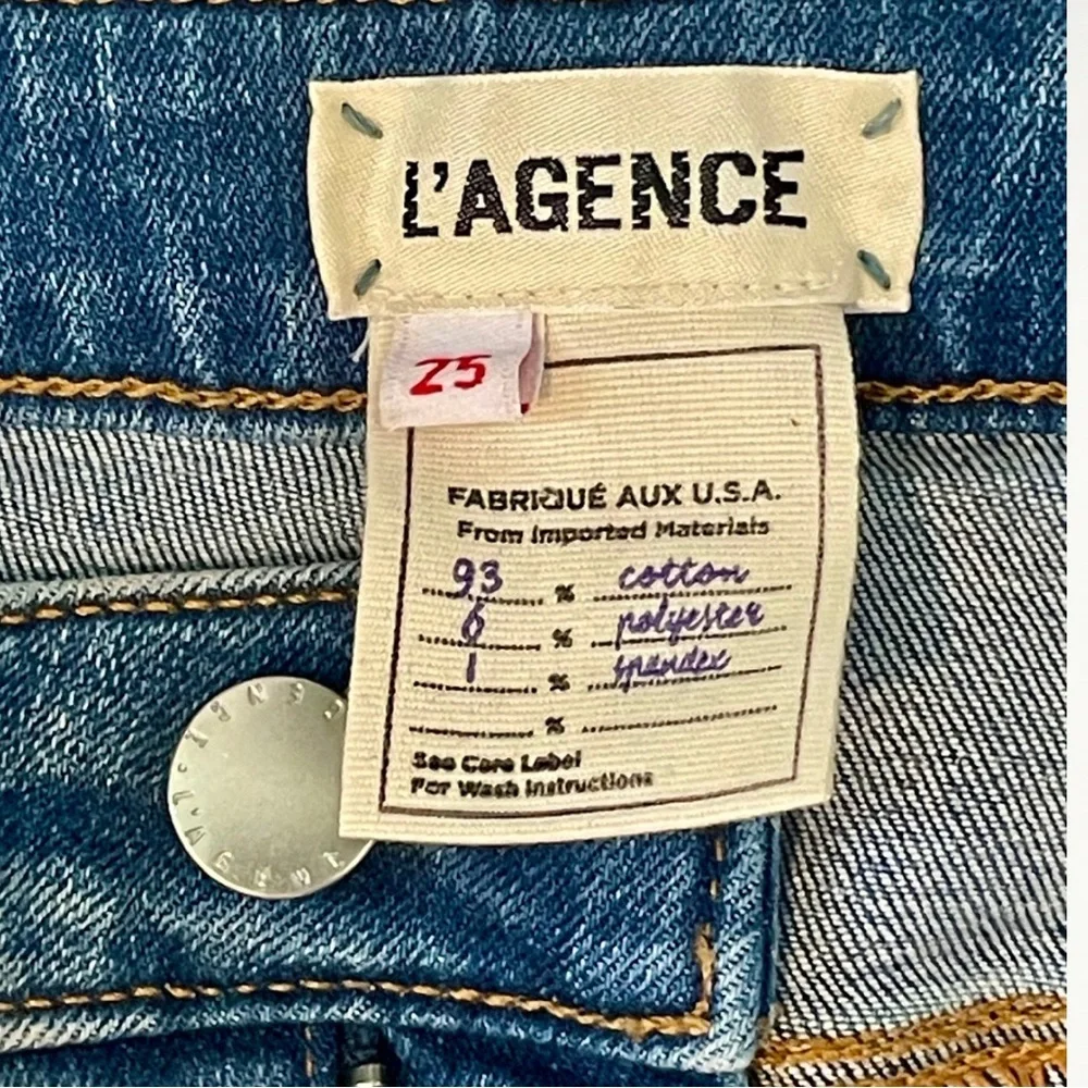 L'AGENCE Mon Jules Distressed Skinny Jeans in Authentique Denim Size 25 - Picture 9 of 16